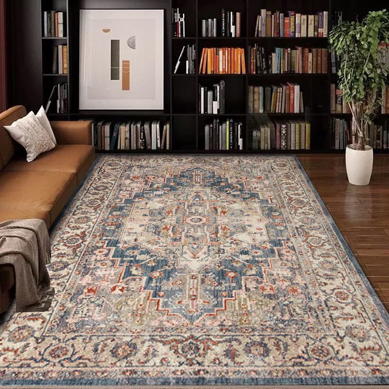 Cross-border American retro Persian style crystal velvet floor mats, living room floor mats, stain-resistant and wear-resistant bedroom bedside mats