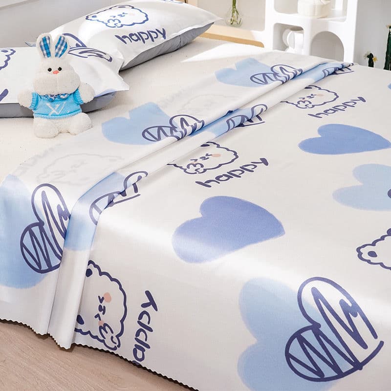 2025 New Foldable Dorm Single Bed Sheet Mat, Washable Cooling Ice Silk Cooling Mat Summer 3-Piece Set