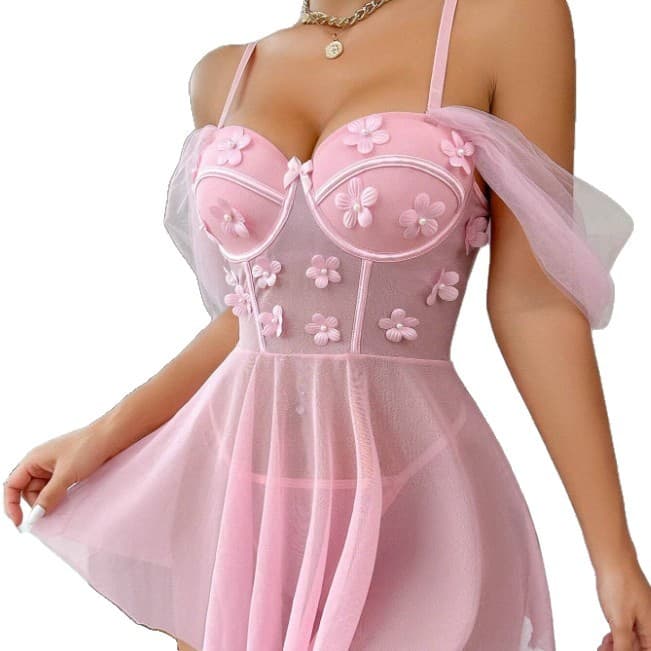Back Slit Camisole Sleepwear Lingerie Plus Size Sexy Nightgown for Women Summer Push-up Lingerie