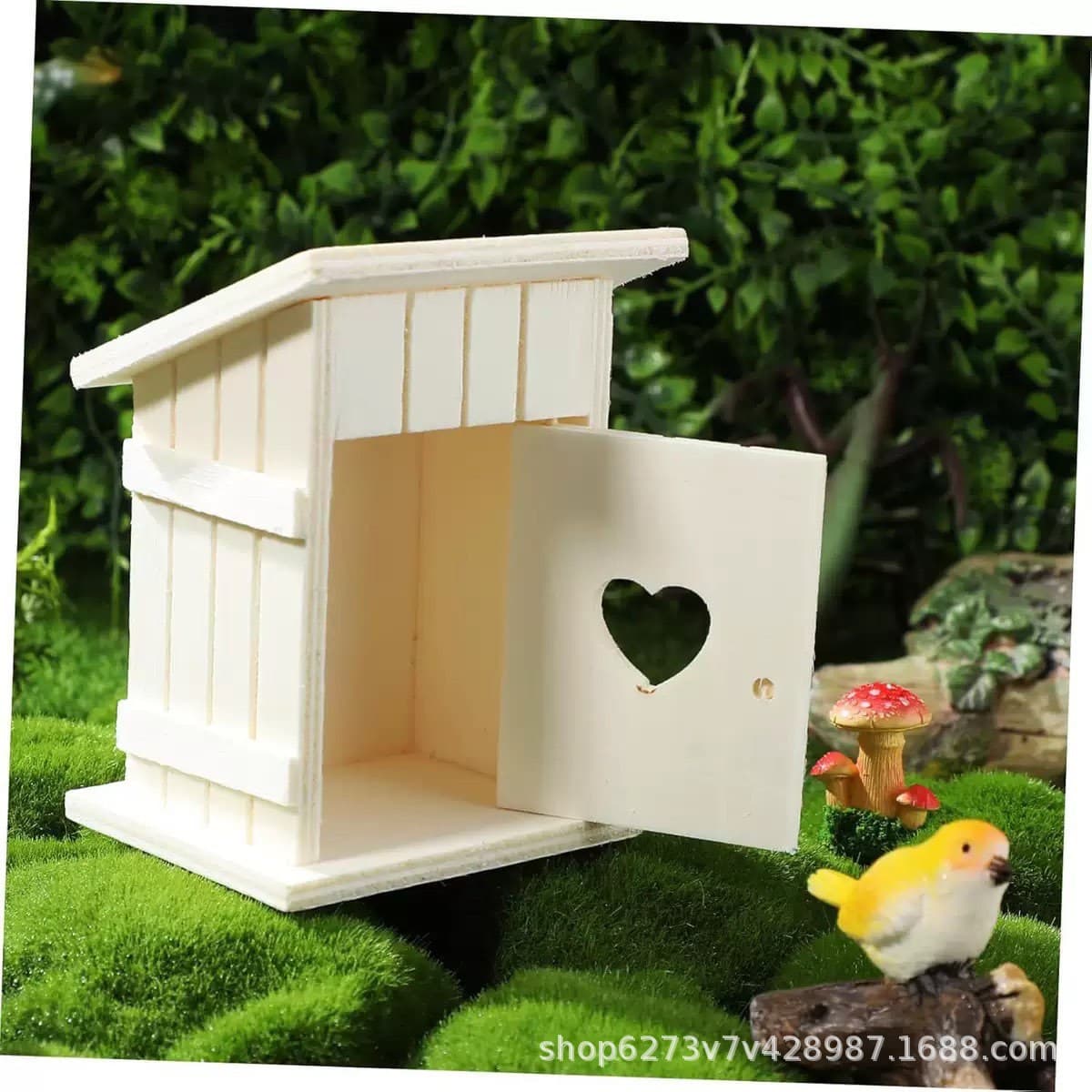 Wooden Bird Nest House Outdoor Decorative Birdhouse Paintable Parrot Nesting Box Outdoor Hanging Bird Shelter