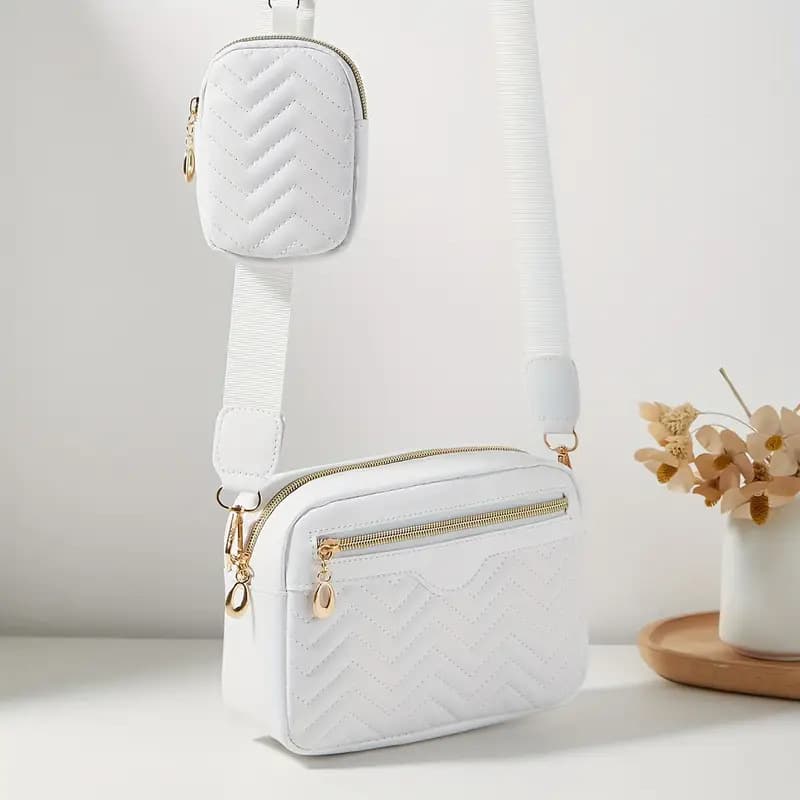 Women's Shoulder Bag 2025 New Wave Embroidery Front Zip Crossbody Camera Bag Casual Phone Bag Coin Purse for Export