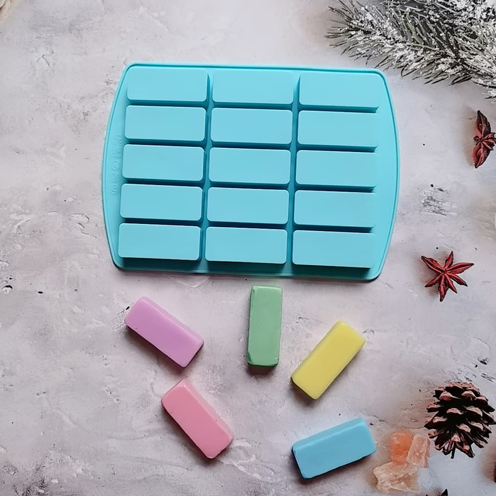 Silicone 15-Cavity Long Small 188 Chocolate Ice Cube Tray Silicone Mold for Cake, Candy, Pudding, Dessert Baking Mold