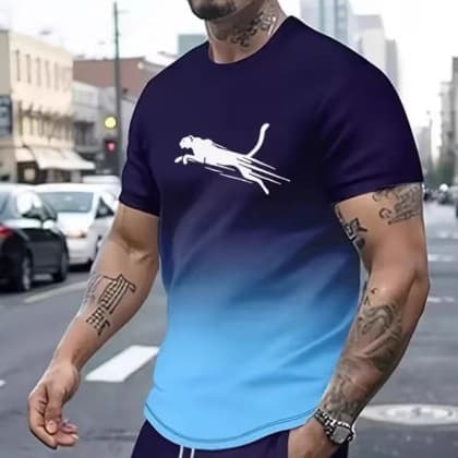 Men's 3D Printed Animal T-Shirt, Sports Casual Trendy Fashion Short Sleeve, Comfortable Fit
