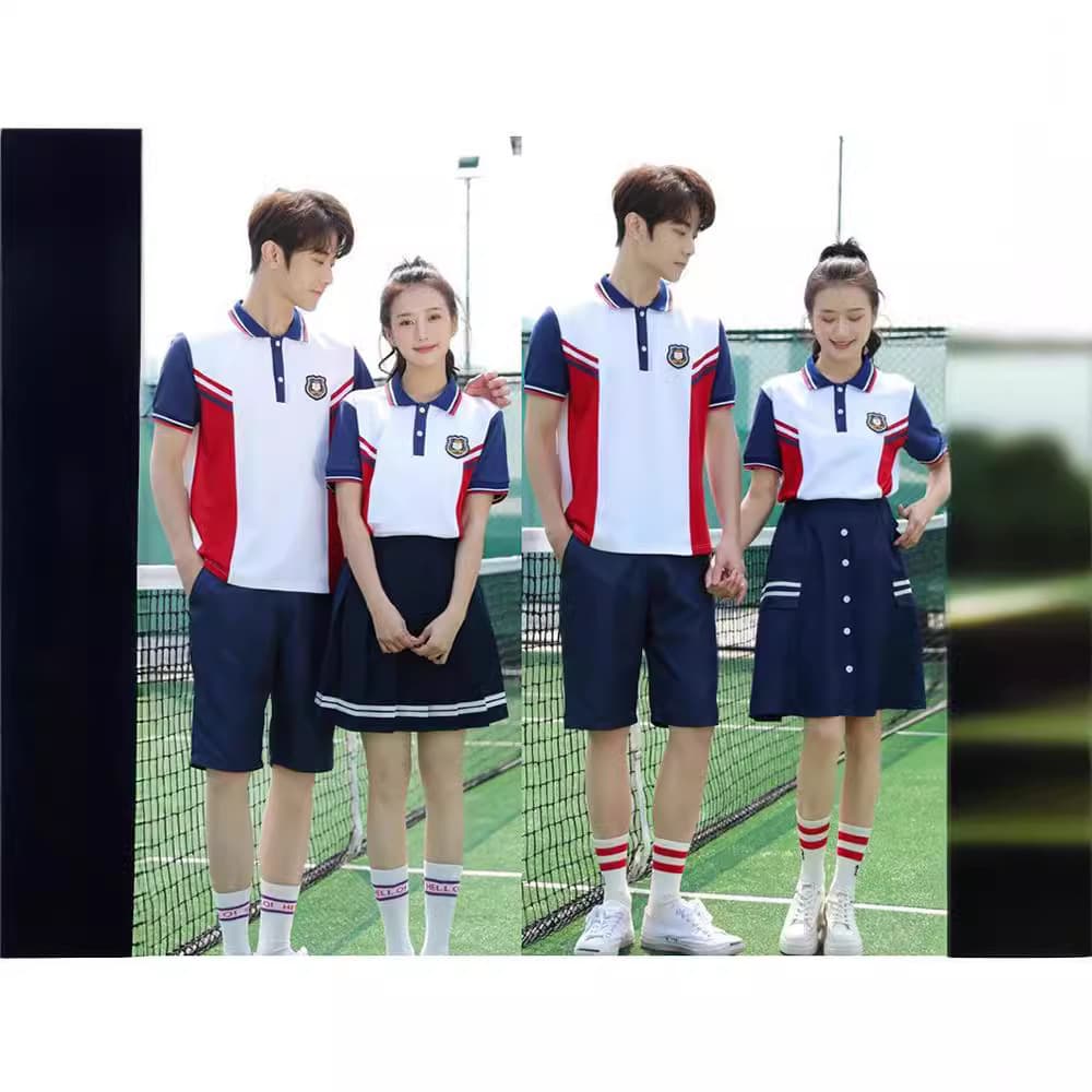 Middle School Sports Day Outfit Short Sleeve T-Shirt Graduation Photo Class Uniform High School and Junior High Chorus Suit Set