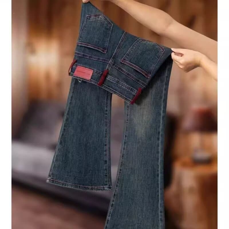 Stretch Flared Floor-Length Slightly Flared Jeans for Women New Slimming Petite Spring Autumn High-Waist