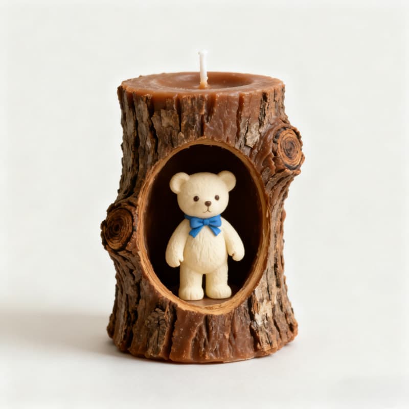 Tree Hole Bear Silicone Candle Mold, 3D Tree Stump Shape, DIY Handmade Candle Silicone Mold P280