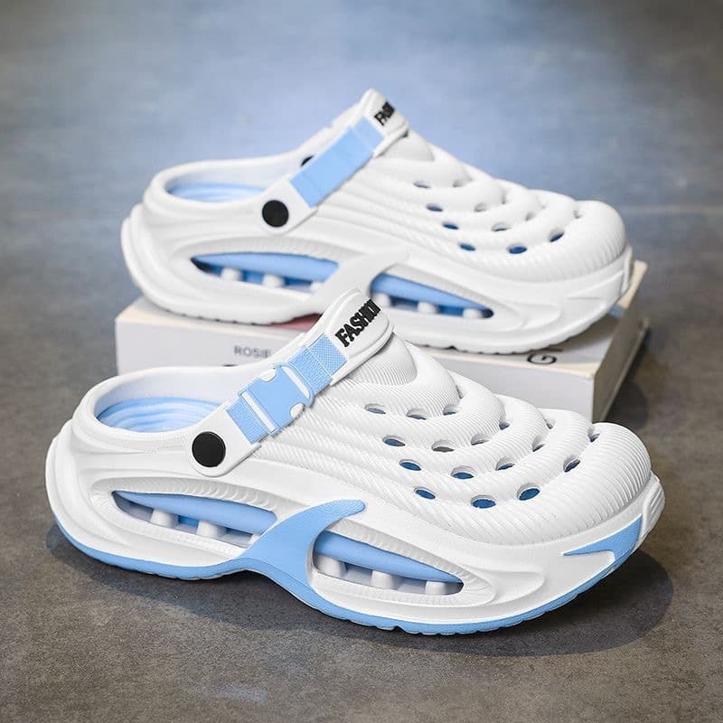 Men's thick-soled sandals, men's summer outdoor slip-ons, breathable beach shoes, outdoor hole shoes, toe-toe slippers