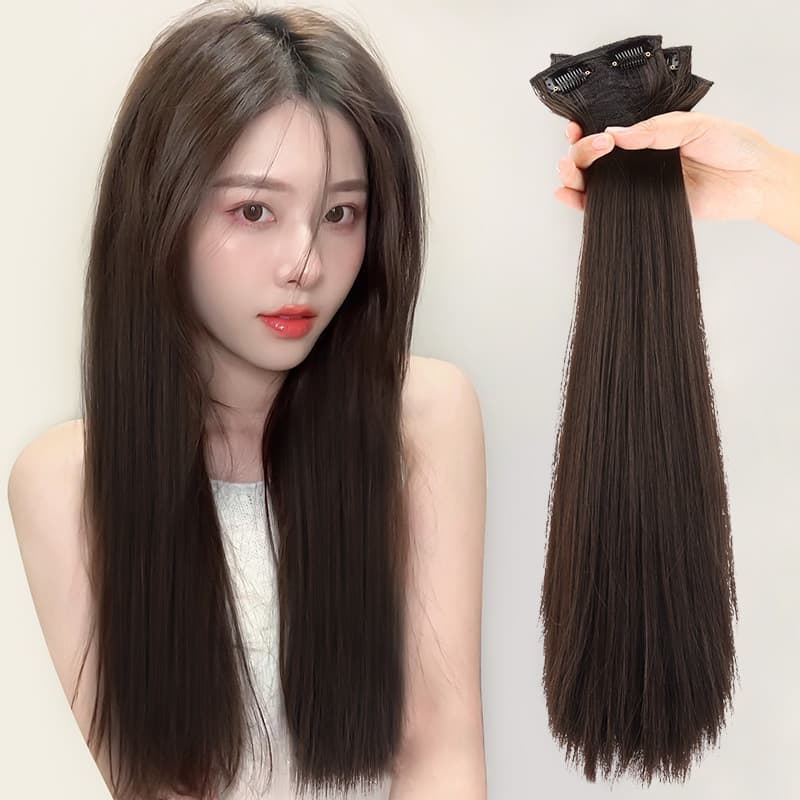 3-Pack Long Straight Hair Extensions Invisible Synthetic High-Temp Fiber Hair Pieces Voluminous Long Curly Hair Accessories
