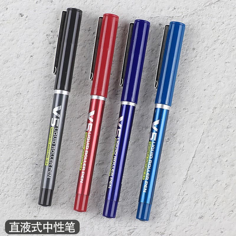 Baoke V5 straight liquid gel pen 0.5mm full needle tube quick-drying water-based pen student office signature pen blue black
