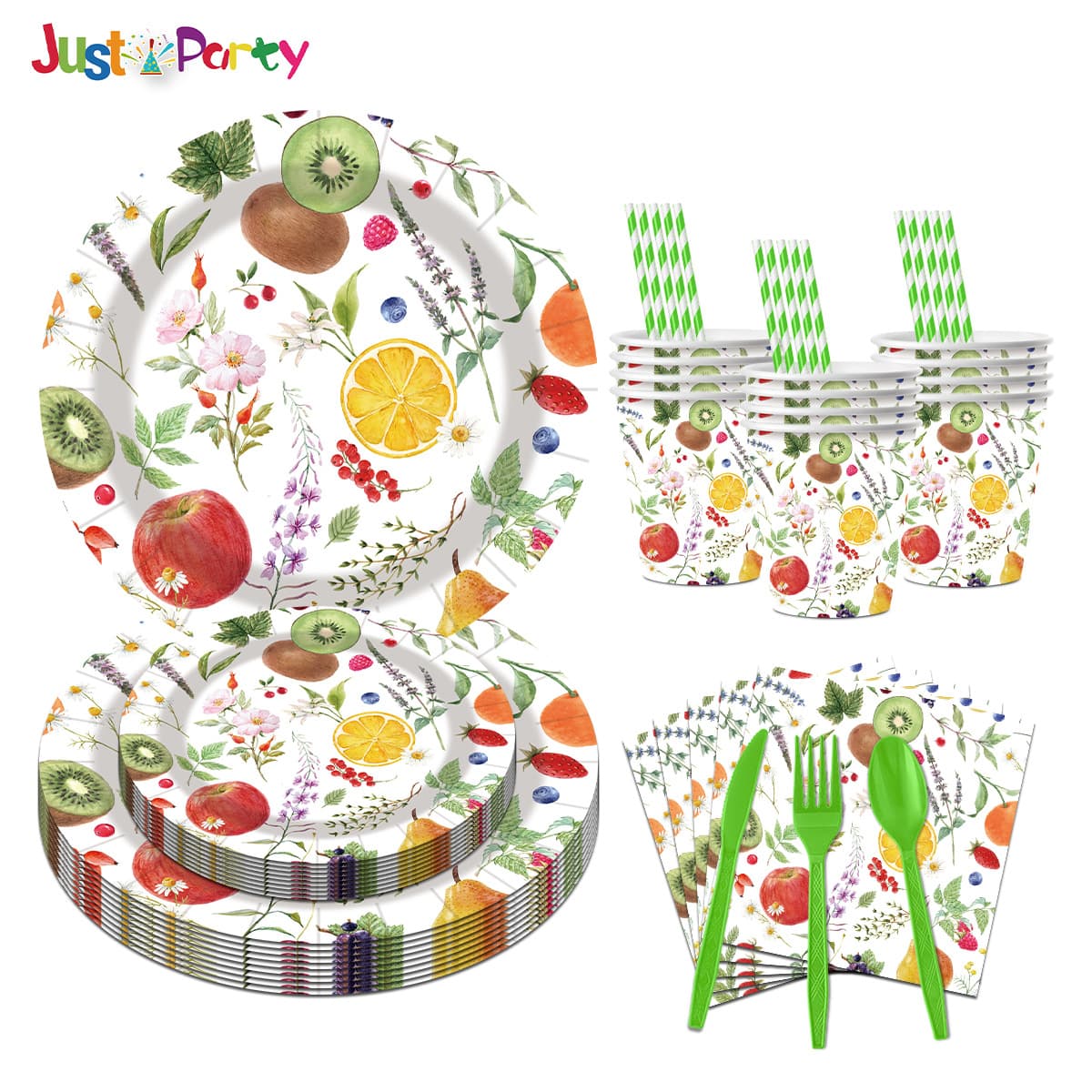 Amazon Apple Orange Theme Birthday Party Paper Tray Paper Cup Tissue Decorative Supplies Disposable Paper Dinner Plate