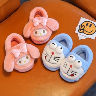 New Autumn/Winter Cartoon Children's Cotton Slippers, Medium and Large Baby Cotton Slippers, Cute Family Indoor Slip-Resistant Warm Cotton