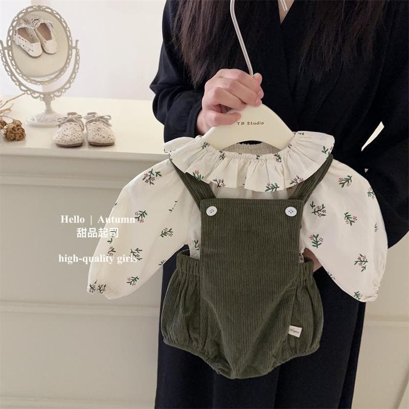 Spring/Autumn Infant Suspender Bodysuit, Fashionable Baby Girl Triangle Romper, Versatile One-Piece Pants
