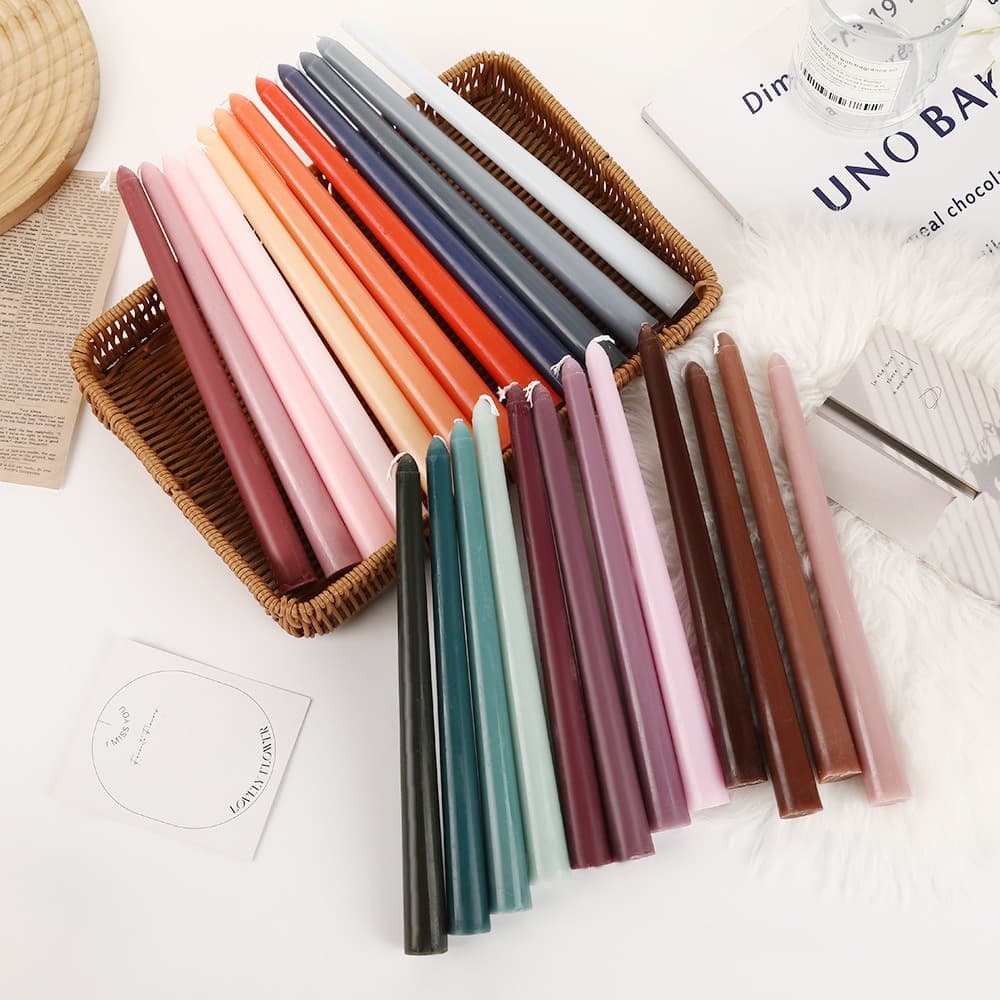 Gradient Morandi Color Long Taper Candles Wholesale Home Romantic Candlelight Dinner Decoration Wedding Taper Candles Cross-Border