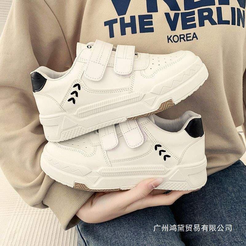 Velcro White Sneakers for Women and Men 2025 Spring/Autumn New Arrival Versatile Breathable Korean Style Flat Casual Sports Shoes