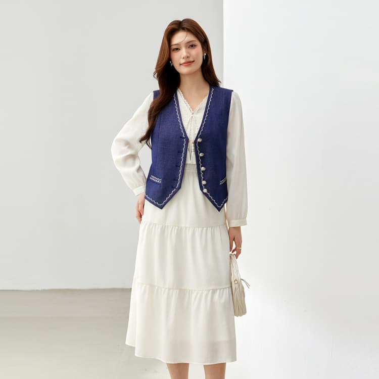 【Retro Literary Elegance Vacation Style Two-Piece Set】Xianlixiu Plus Size Women's Wear for Curvy MMs 2025 Spring New Arrival
