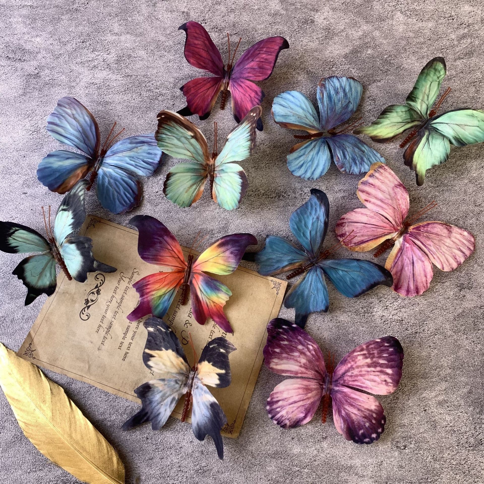 Simulated butterfly Xiaohongshu popular butterfly DIY decorative headdress butterfly window Monet garden style butterfly wall arrangement