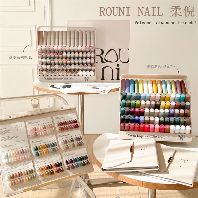 ROUNI Tea Extract 80 Color Sheer + Garden 80 Color Solid Premium Nude Color Nail Gel, One Bottle One Color