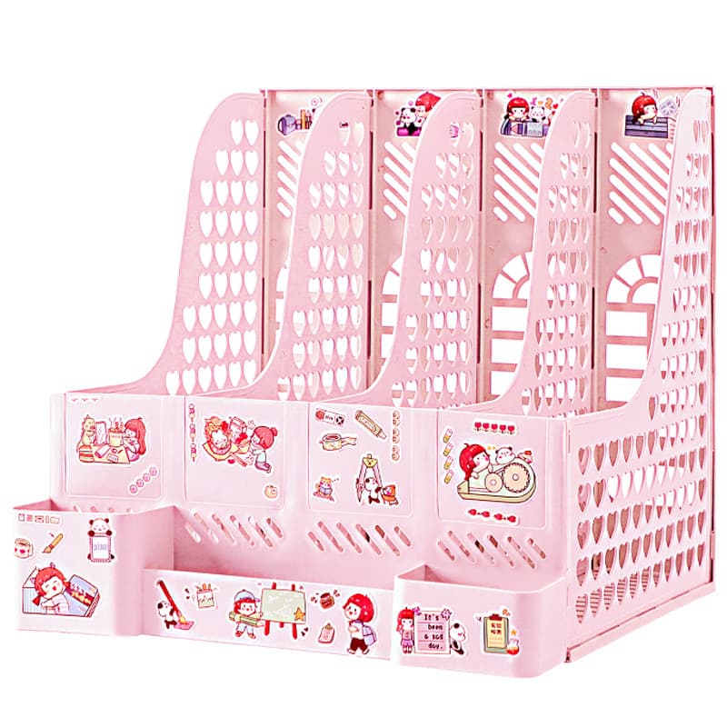 Multi-layer Four-Compartment File Rack Office Supplies Bookend Simple Desktop Document Holder Student Storage Box