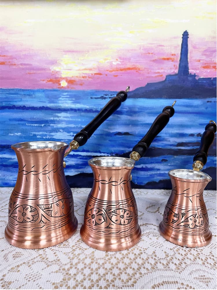 Turkish Coffee Pot European Retro American Style Copper Pot Pure Handcrafted Pattern Drip Coffee Pot Tea Kettle