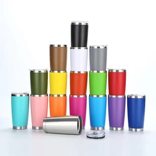 Cross-border 20oz Car Cup 304 Stainless Steel Double-layer Vacuum Insulated Tumbler for Hot and Cold Drinks, Ice Tumbler Beer Cup Wholesale