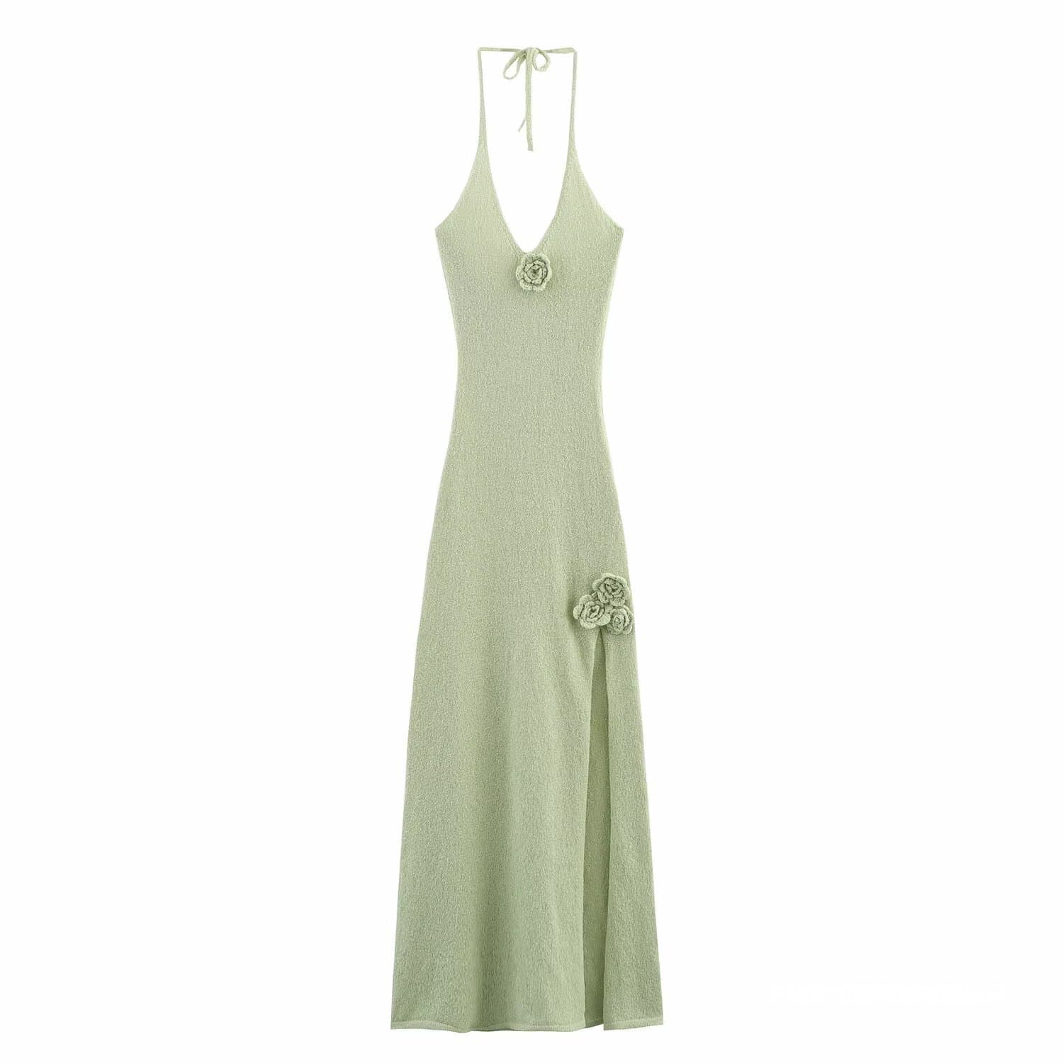 ins cross-border European and American 2026 new women's clothing wholesale V-neck backless long skirt sexy high slit knitted suspender skirt