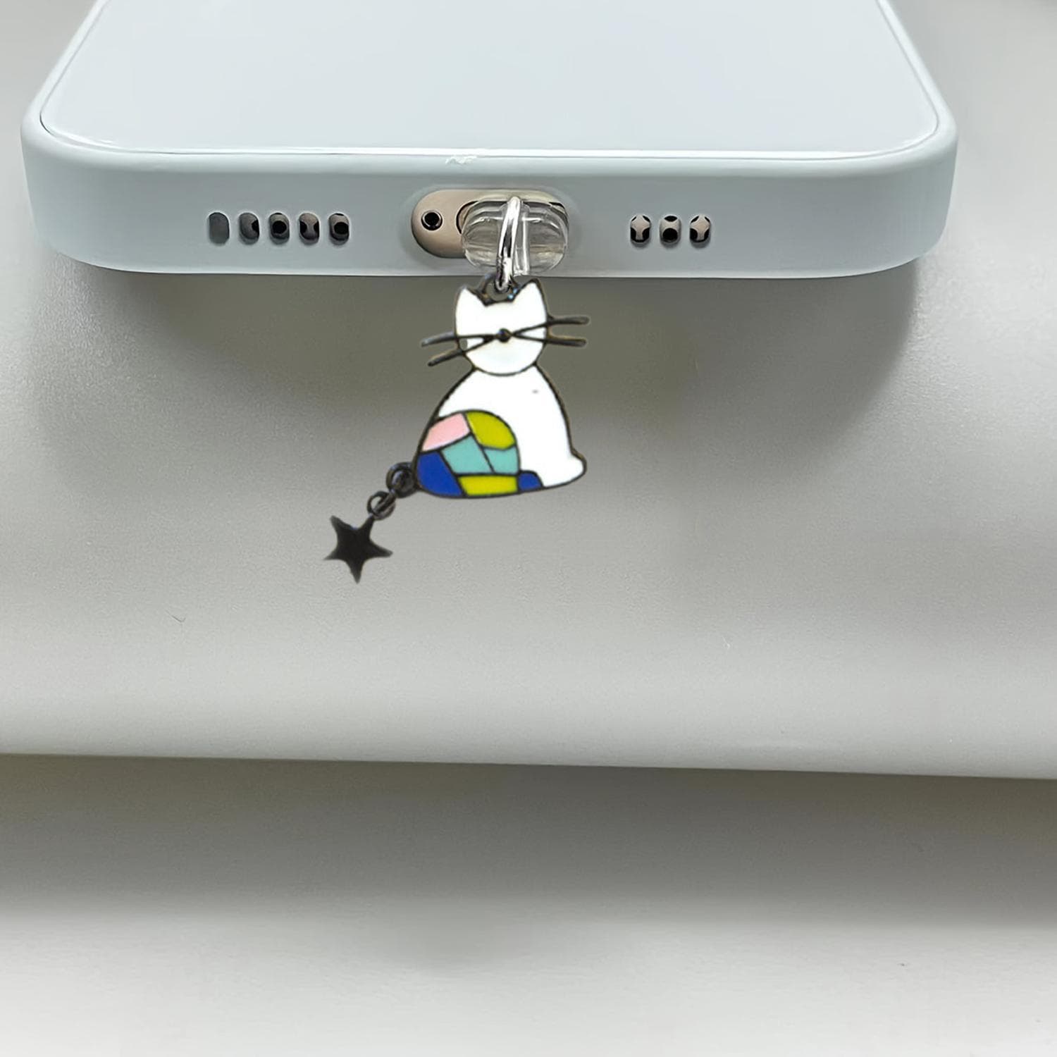 Amazon Cat and Fish Earring Pendant Oil-Drop Phone Dust Plug, AliExpress Phone Port Dust Plug Hanging Charm PV
