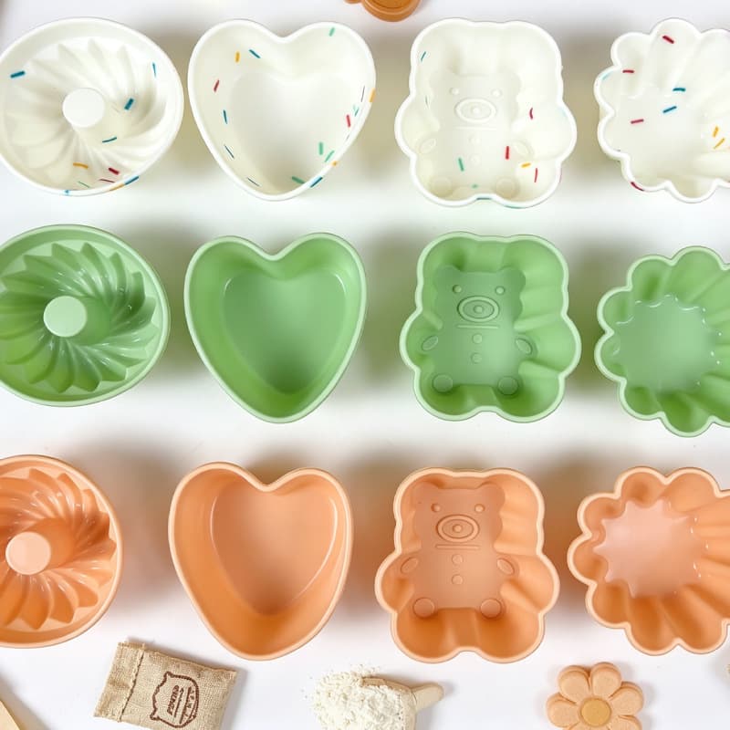 Coconut Milk Layered Water Chestnut Cake Silicone Steaming Mold - High Temperature Resistant, Flower Shape, Bear, Heart, Baby Steamed Cake, Small Cake Mold