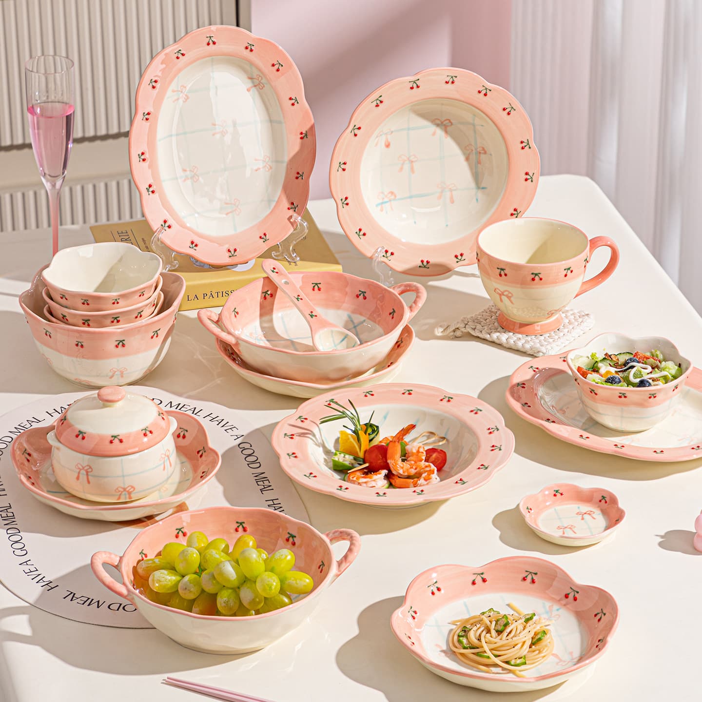 Cherry High-Gloss Ceramic Dinnerware Set Wholesale, Trending Irregular Plates, Housewarming Bowl and Plate Set