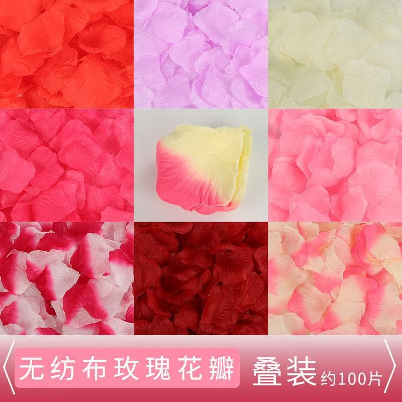 Non-woven fabric stacked 100 petals, simulated petals, wedding petals, fake petals, rose petals on sale