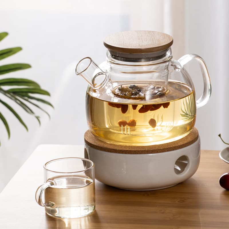 Candle-heated tea maker, glass fruit teapot, tea warmer, tea stove, restaurant and hotel flower tea maker, tea insulator.