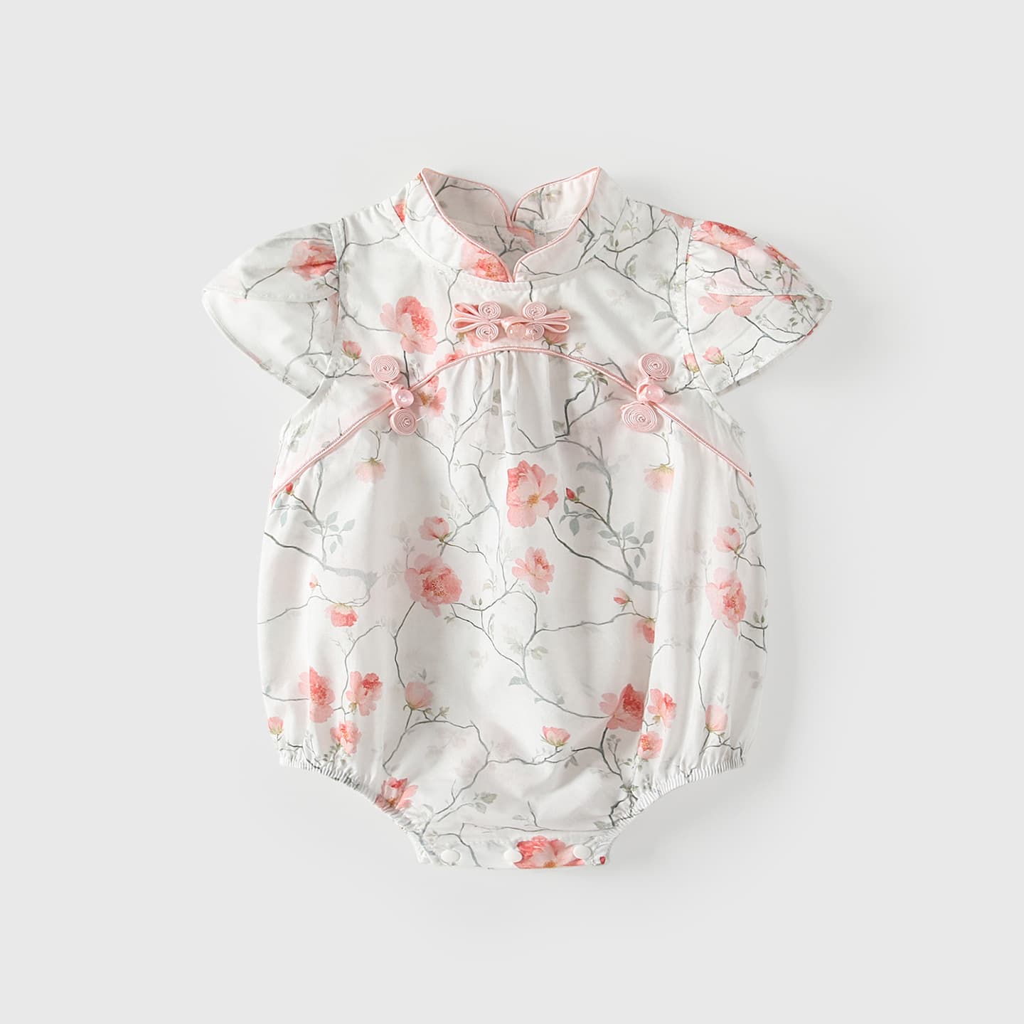 Baby clothes, summer clothes, thin section, small-month-old newborn baby clothes, Chinese style baby girl cheongsam, khaki, weekly clothes
