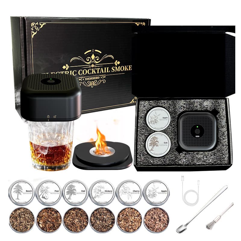 Cross-Border Hot Seller Electric Whiskey Smoker Cocktail Mixer Bar Party Smoke Machine Set Rechargeable