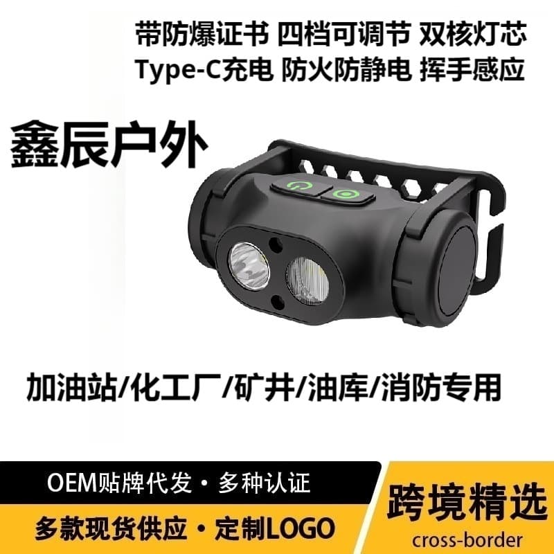Strong light, long battery life, lithium battery, USB rechargeable LED, outdoor compact, lightweight induction headlight, multifunctional explosion-proof headlight