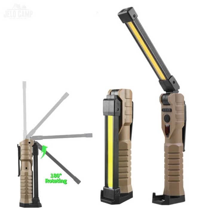 Multifunctional Work Light USB Rechargeable Dual-Side COB Foldable Strong Magnet High-Power Emergency Flashlight Repair Lamp