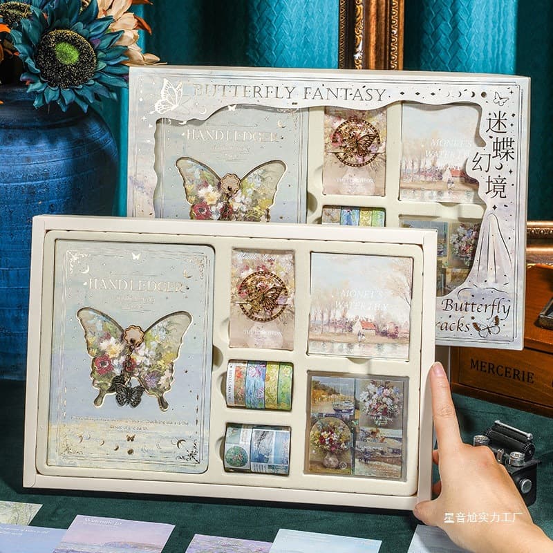 Retro Butterfly Ledger Set Gift Box Student Party Girls Birthday Gift Elementary School School Gift Good-looking