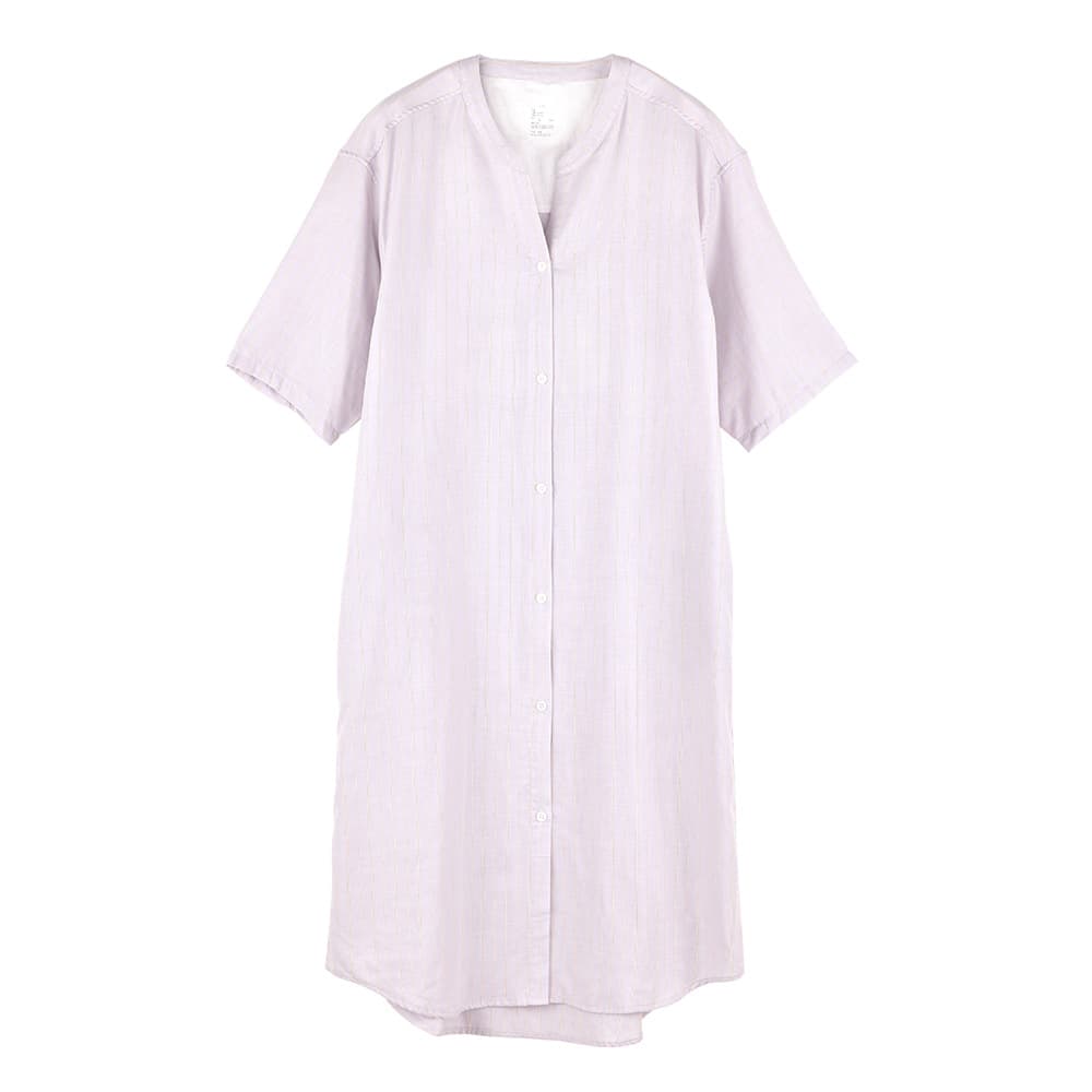 Double-layer Gauze Stripe Quality Short-Sleeve Sleep Dress Pure Cotton Gauze Skirt Set Spring and Summer Refreshing 1 Dress Loungewear
