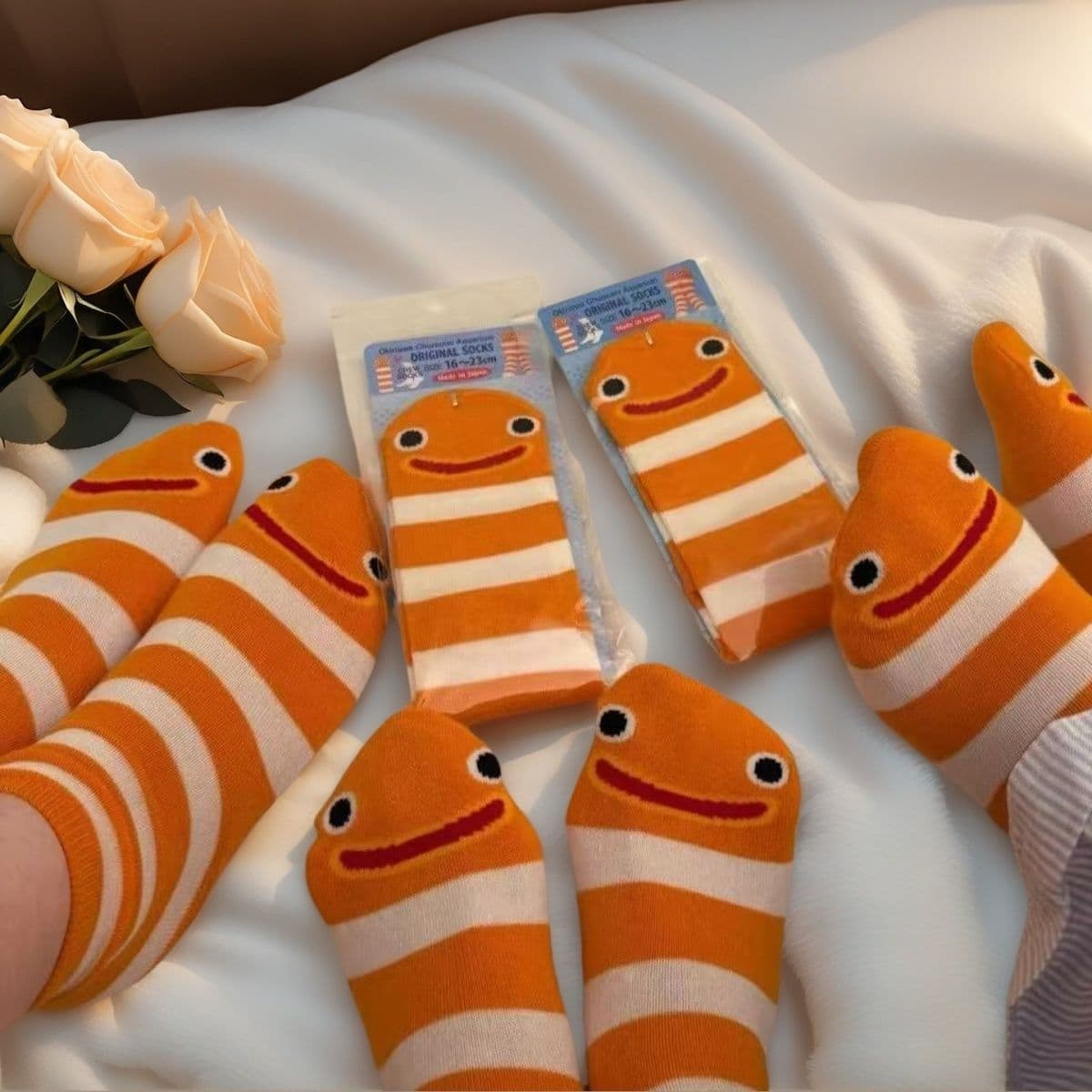 Popular new garden eel socks, toe-separating socks, summer/autumn thin mid-calf socks, cute cartoon socks in Instagram style.