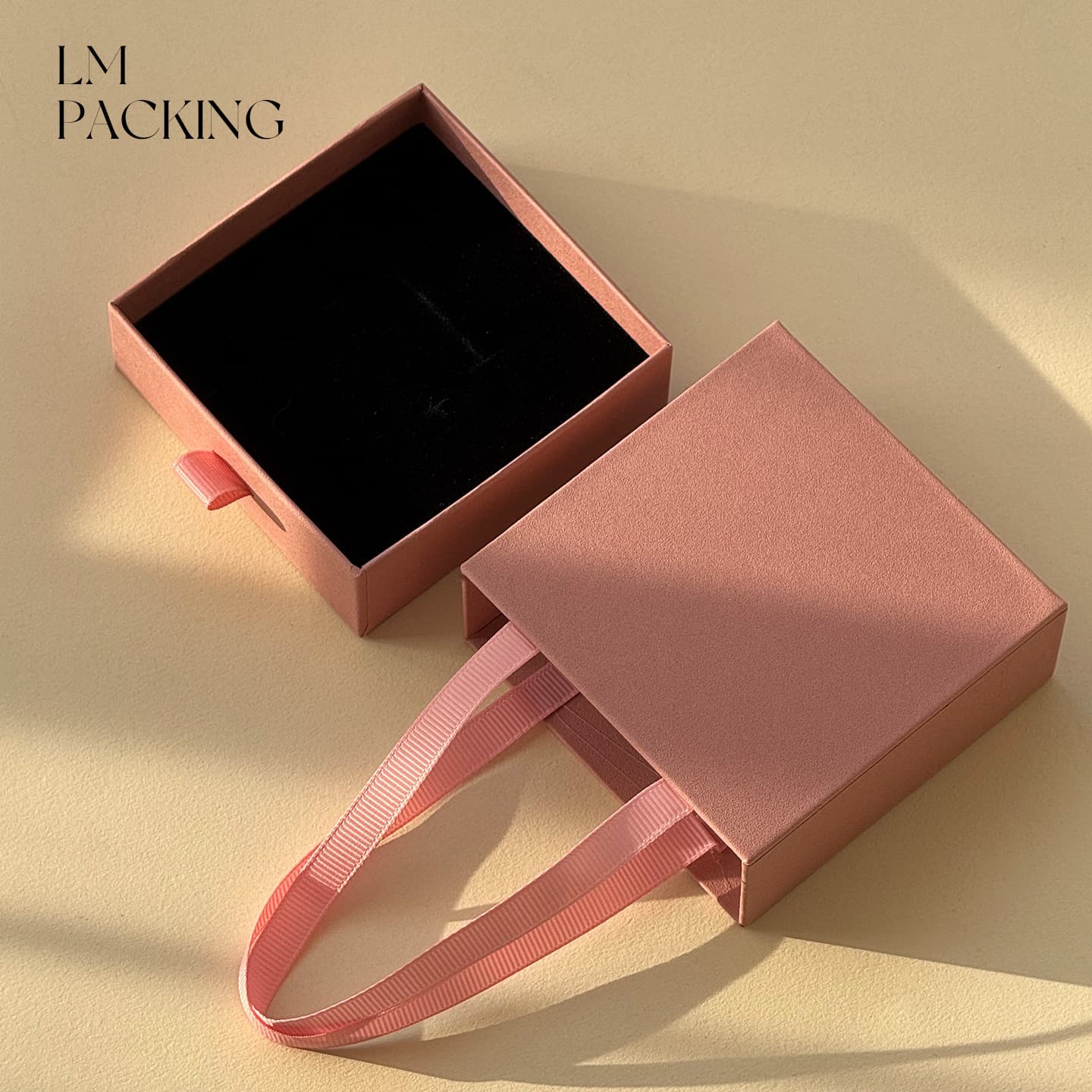 New Handheld Drawer Box Jewelry Packaging Box Solid Color Customizable Logo Necklace Ring Earring Gift Storage Box