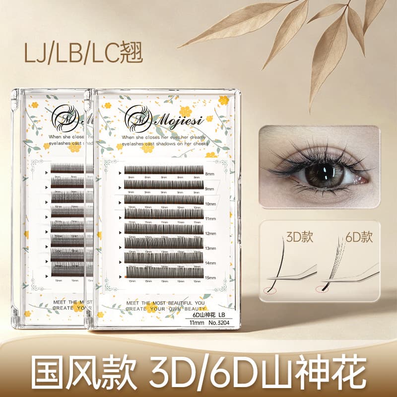 National Style Mountain God Flower 3D6D Eyelash 0.07 LJ/LB/LC Curl Chinese Style Grafting Comic Cold Beauty Eyelash Artist Exclusive