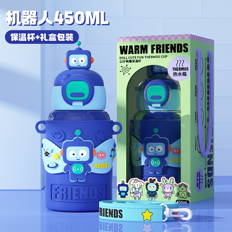 Stylish Kids Insulated Cup 316 Stainless Steel Cartoon Dual-Drink Straw Cup Portable Water Bottle for School