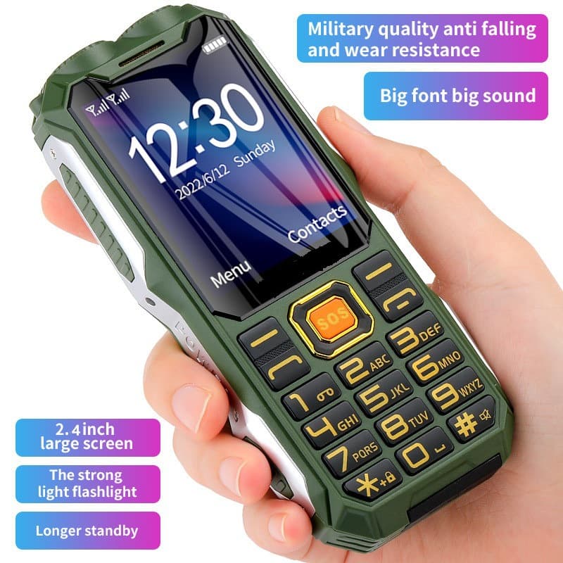 Cross-Border Multi-Language Rugged Military-Grade Big Battery Senior Phone with Ultra-Long Standby 2G 4G Large Font Loud Volume Mobile Phone