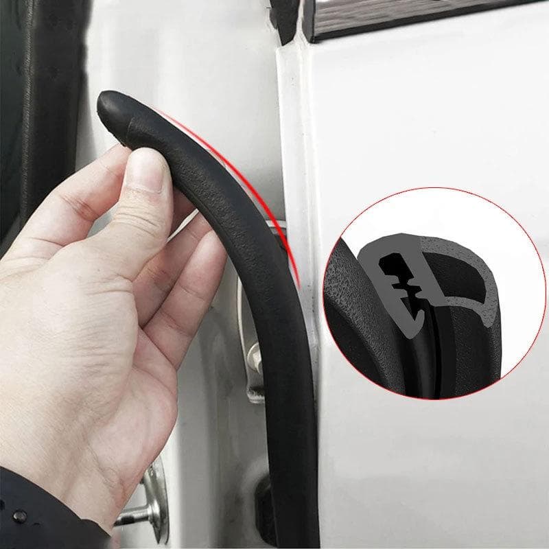 Car B-Pillar Weatherstrip Wind Noise Reduction Strip Universal Sedan SUV Door Gap Soundproof Tape Black