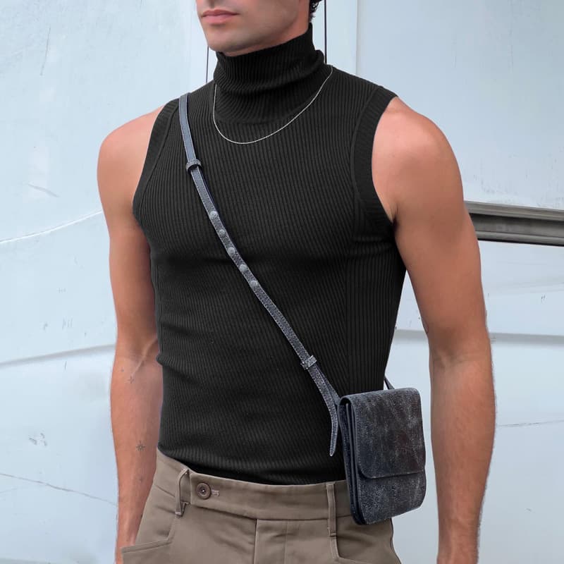 2025 Cross-border Summer New Arrival AliExpress Solid Color Fashion Sleeveless Undershirt Europe-US Men's Sexy Tight Vest