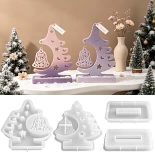 DIY Christmas Hanging Ornament Resin Mold, Christmas Tree Snowflake Hanging Sign, Christmas Scented Candle Silicone Mold