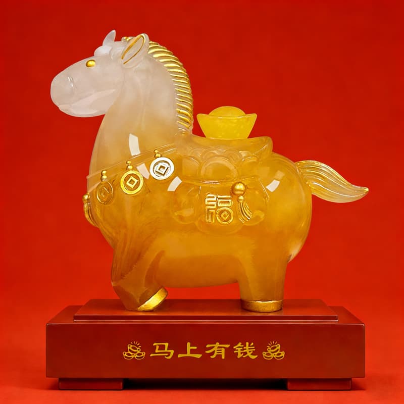 Make money immediately, Year of the Horse zodiac ornaments, jade opening gifts, living room office, bank insurance opening gifts