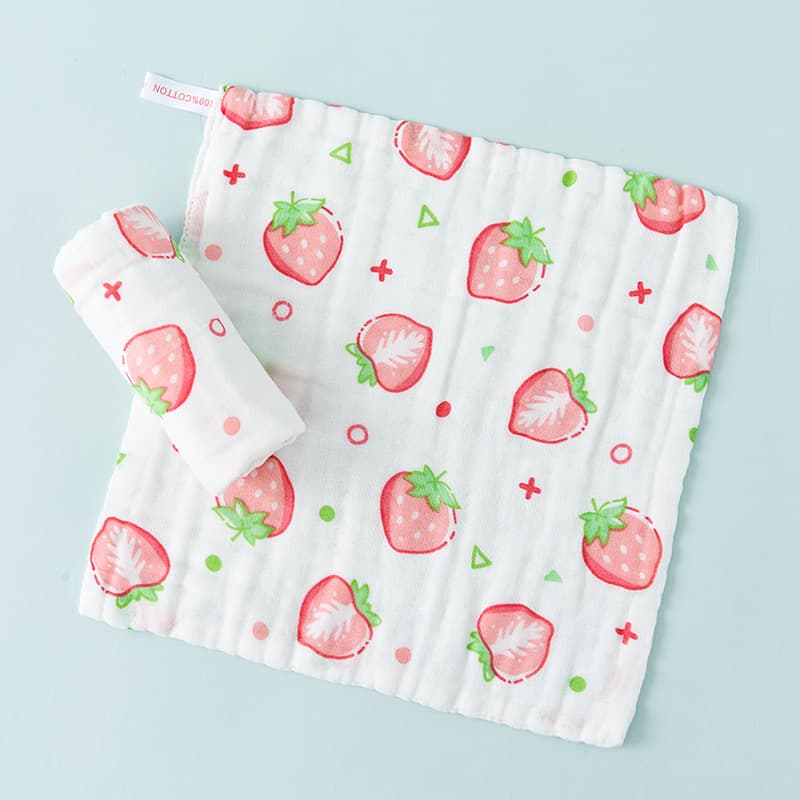 Six-Layer 100% Cotton Printed Small Towel, High-Density Gauze Towel, Baby Face Towel, Infant Handkerchief, Feeding Towel