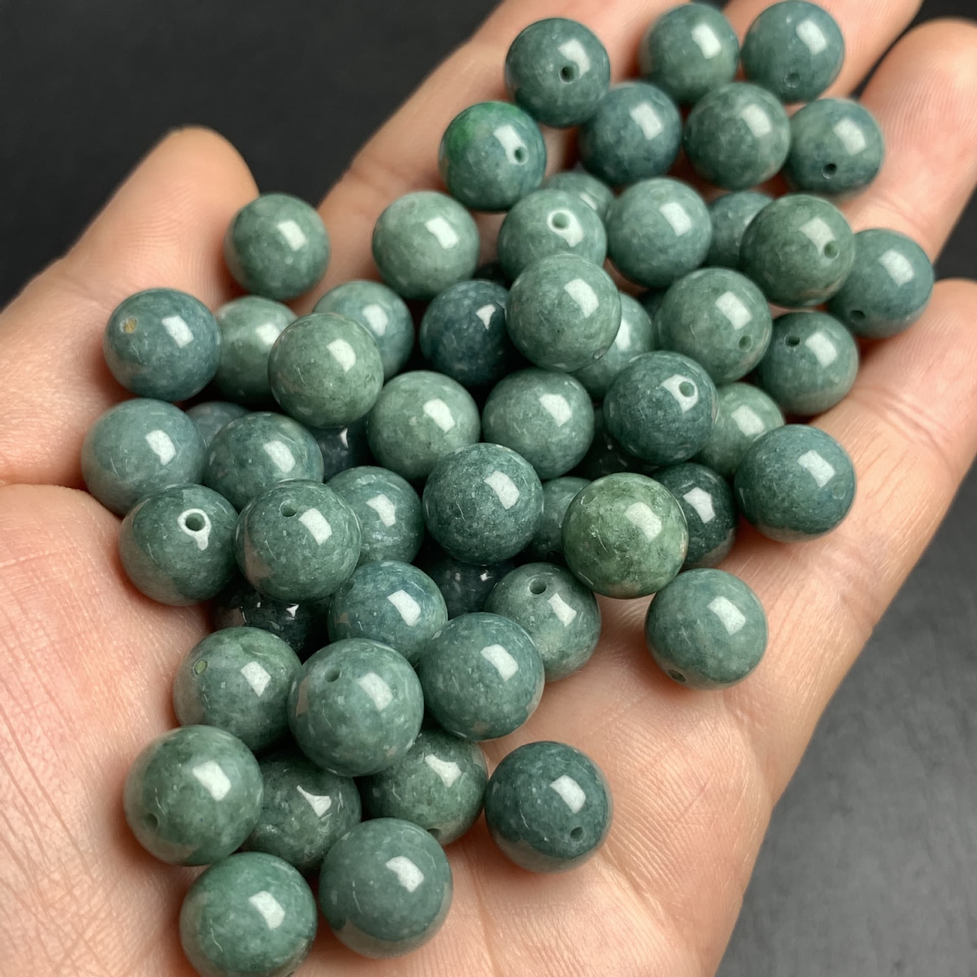 Jade a goods round beads oil green loose beads diy craft jewelry semi-finished products accessories bean green beads sihui manufacturers wholesale