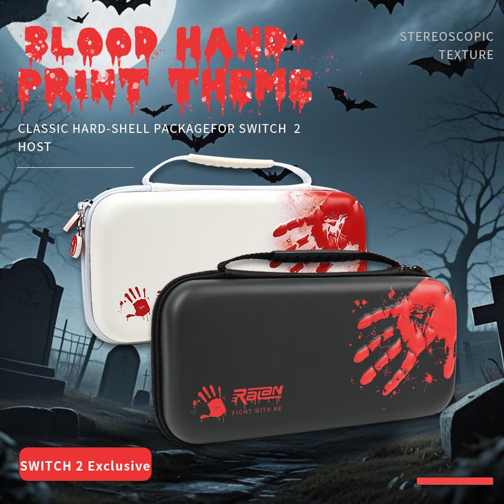 Switch 2 Carrying Case Bloody Handprint Portable Protective Box 2nd Gen Waterproof Drop-Resistant Travel Bag RALAN