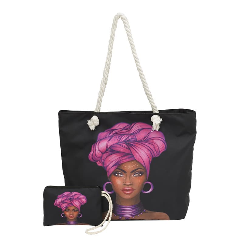 Black Beauty Cross-border New Style Single Shoulder Versatile Tote Bag Foldable Print Fashion Large Capacity Handbag