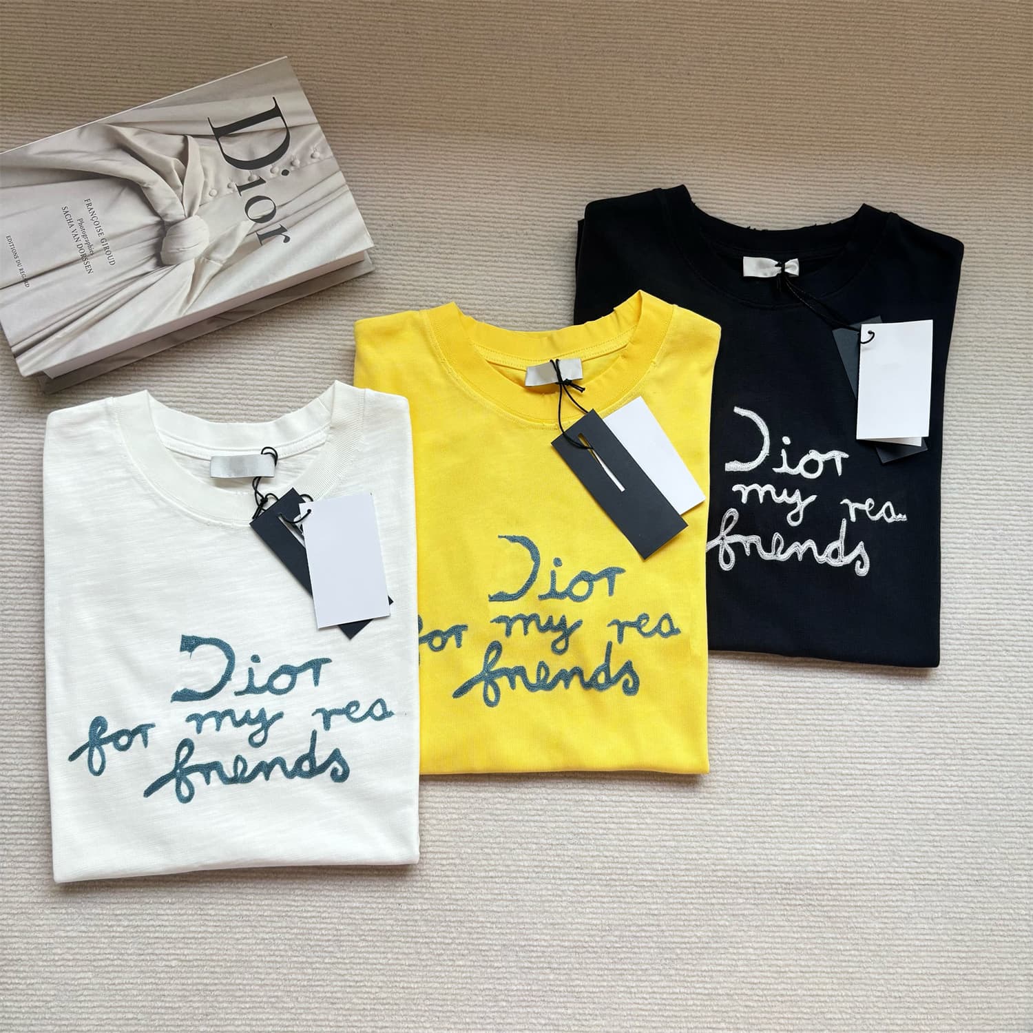 High version D family 25 joint letters towel embroidery embroidery couple loose and versatile short-sleeved T-shirts for men and women